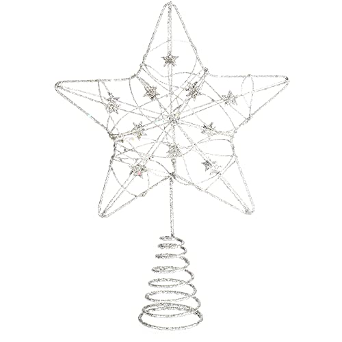 COM-FOUR® Deko Stern Weihnachten - Weihnachtsdekoration Stern aus Metall - Aufsteller Weihnachtsstern mit Glitzer von com-four
