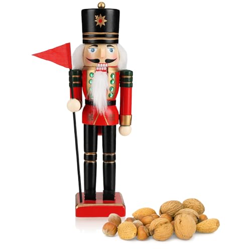 com-four® Dekofigur Nussknacker - Weihnachtsdeko in Form eines traditionellen Nussknackers - Kleiner Deko-Nussknacker im klassischen Design - Adventsdeko [Auswahl variiert] (Stehend mit Zepter) von com-four