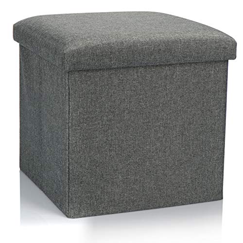 com-four® Faltbarer Hocker - Sitzhocker mit Stauraum - Aufbewahrungsbox zum Sitzen - 40 L (01 Stück - grau) von com-four