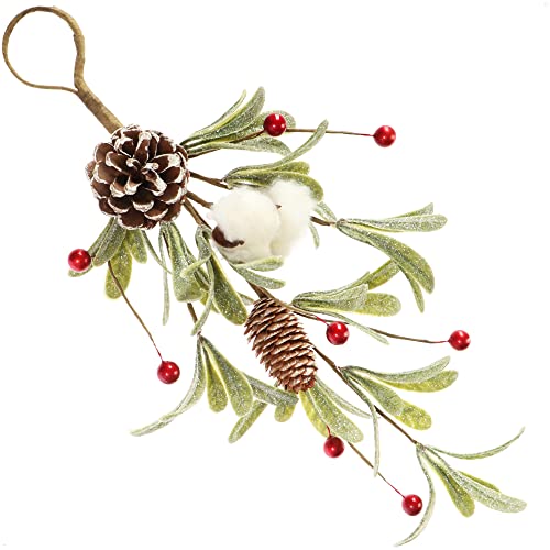 com-four® Hänge Deko Weihnachten - Türschmuck für Weihnachten - Weihnachtsdeko zum Hängen - Wanddekoration Christmas (32cm - rote Beeren/weiße Blüte) von com-four