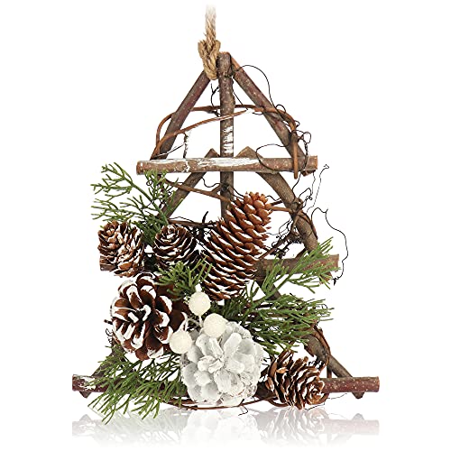 com-four® Hänger-Baum für die Weihnachtsdeko - Christbaumhänger für winterliche Gestaltung - handgemachter Raumschmuck zum Dekorieren - Hängedekoration für Fenster und Tür (1 Stück - Baum) von com-four