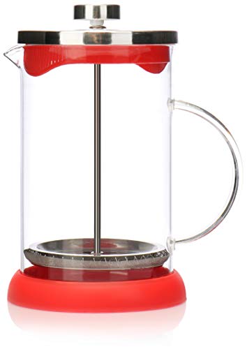 com-four® Kaffeebereiter mit French-Press System - Kaffee-Presse dient auch als Teebereiter - Kaffee-Aufbrüher mit Glaszylinder (Kaffeebereiter 800ml/rot) von com-four
