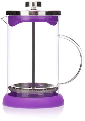 com-four® Kaffeebereiter mit French-Press System - Kaffee-Presse dient auch als Teebereiter - Kaffee-Aufbrüher mit Glaszylinder (Kaffeebereiter 800ml/lila) von com-four