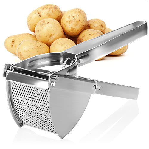 com-four® Kartoffelpresse aus rostfreiem Edelstahl, spülmaschinengeeignet - Spätzlepresse - Spaghettieispresse - Kartoffelstampfer von com-four