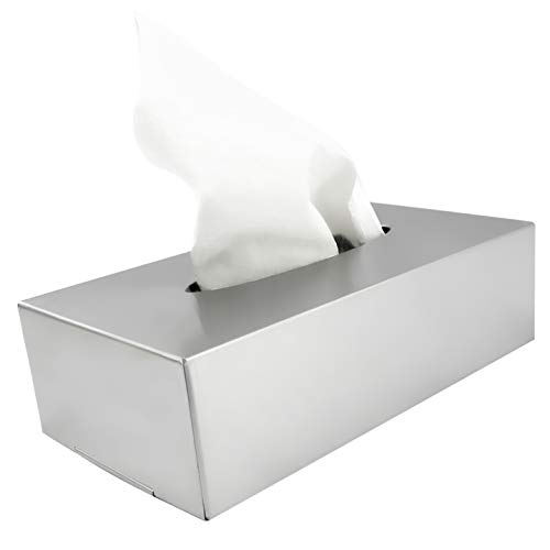 com-four® Kosmetiktücherbox aus Edelstahl - Taschentuchbox zur Wandmontage geeignet - Hochwertiger Handtuchspender (Silberfarben - 001 Stück) von com-four