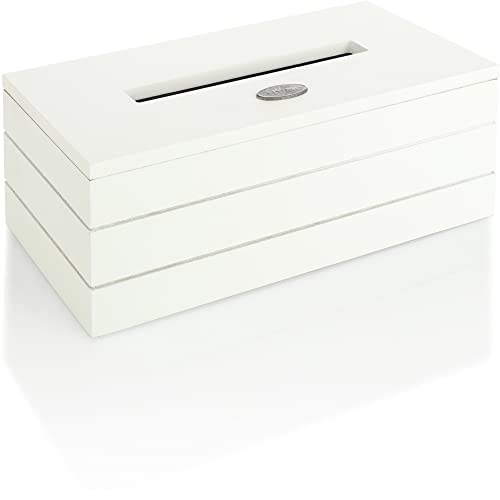 com-four® Kosmetiktücherbox aus Holz - Taschentuchbox mit klappbarem Deckel - Handtuchspender für Bad, Schlafzimmer und Wohnbereich (1 Stück - weiß - Holz) von com-four