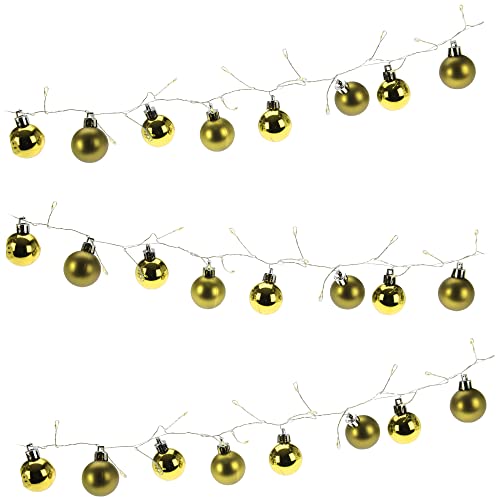 com-four® LED Lichterkette mit Weihnachtskugeln und Timer - beleuchtete Kugelgirlande für eine stimmungsvolle Weihnachtsdekoration - Weihnachtsdeko für Christbaum (01 Stück - goldfarben) von com-four