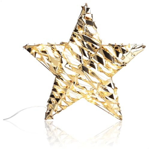 com-four® LED-Stern mit Timer - 30 cm Weihnachtsstern - Deko Leuchtstern mit 40 warmweißen LEDs - Innen-Beleuchtung für Weihnachten von com-four