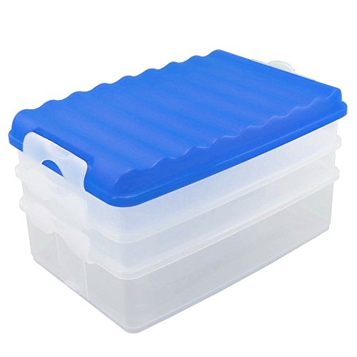 com-four® Lunch-Box mit mehreren Fächern - Aufschnittbox stapelbar für den Kühlschrank - Brotdose auslaufsicher mit Deckel - ca. 25 x 15,5 x 14 cm (1 Set/blau) von com-four