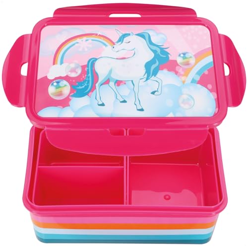com-four® Lunchbox mit Deckel - Brotdose für unterwegs 3-fach unterteilt - Frühstücksbox mit Trennwänden - Kunststoffdose für unterwegs - BPA-frei und lebensmittelecht von com-four