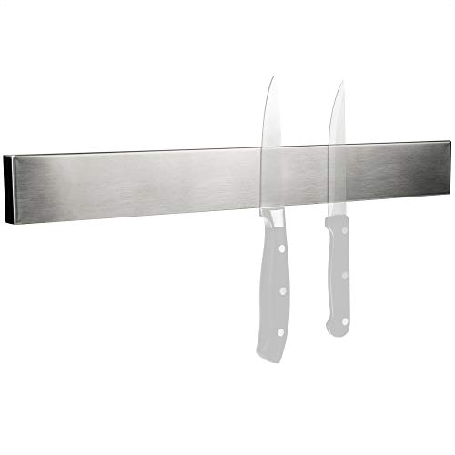 com-four® Messer Magnetleiste zur Wandmontage - Messerleiste magnetisch - Messerhalter für die Küche - Magnetschiene für Messer - 40 cm (Edelstahl 40cm) von com-four