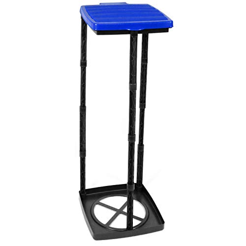 com-four® Müllsackständer mit Deckel - in 3 möglichen Höhen aufbaubar - optimal für Heim, Garten, Werkstatt und Camping - Gelber-Sack-Halter - Abfallsortierer - Müllbeutelhalter (1x - blau) von com-four