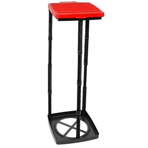 com-four® Müllsackständer mit Deckel, in 3 möglichen Höhen aufbaubar, optimal für Heim, Garten, Werkstatt und Camping für Ihre Müllentsorgung (Deckel - rot) von com-four