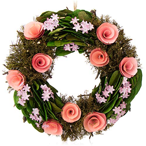 COM-FOUR® Türkranz Frühling mit Blumen - Dekorativer Tisch-Kranz - Kranz Deko mit Aufhänger von com-four