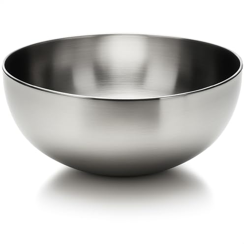 com-four® Salatschüssel Ø 29 cm aus Edelstahl - große Servierschüssel 12,5 cm hoch - robuste 6,5 Liter Schale für Salat, Obst, Snacks & Beilagen - spülmaschinenfest (1 Stück - Ø 29 cm) von com-four