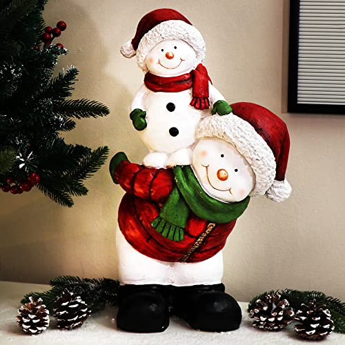 com-four® Weihnachtsdeko Schneemann-Figuren - dekorativer Aufsteller zur Wohnraumdekoration - winterliches Wohnaccessoire für die Innenraumdekoration (Schneemann - Klettern) von com-four