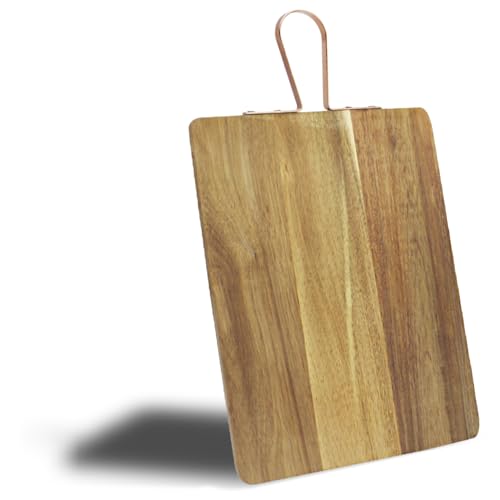 com-four® Schneidebrett aus Akazienholz mit Griff - Holzbrett - Schneidbrett Holz - Küchenbrett - Holzschneidebrett 32 x 25 cm (1 Stück - 32x25cm - Akazienholz) von com-four