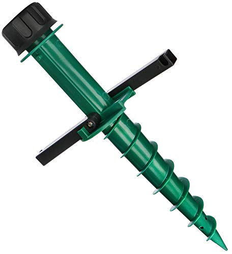 com-four® Sonnenschirmhalter zum Eindrehen - Bodenhülse für den Garten - Standfuß für Schirme - Erdspieß - Leichter Schirmständer aus Kunststoff (grün) von com-four