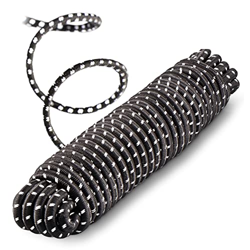 com-four® Spanngummi - 10m x 10mm - Spannseil für Banner, Plakate, Zelte, Pavillon - Gummiseil für Transport, Camping, Sport, Gepäck - Expanderseil als Planenspanner - reflektierend von com-four