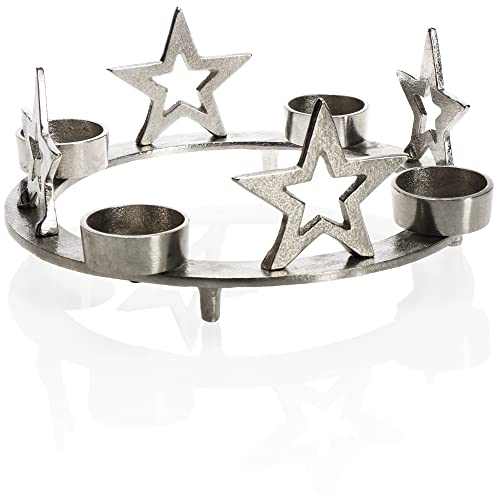 com-four® Teelichthalter aus Metall mit Stern Motiv - dekorativer Kerzenständer für die Winterzeit - Teelichthalter Weihnachten - Weihnachtsdeko von com-four