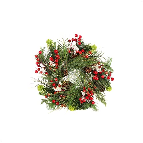 COM-FOUR® Türkranz Weihnachten - Adventskranz mit Pinienzapfen, Beeren und Blättern - Dekokranz - Weihnachtsdeko - Tischkranz - Weihnachtskranz von com-four