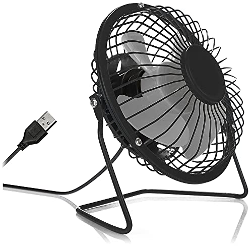 com-four® USB Tischventilator, leiser Mini-Ventilator für Büro und Schreibtisch, cooler Standventilator in klassischen Farben (schwarz grau) von com-four