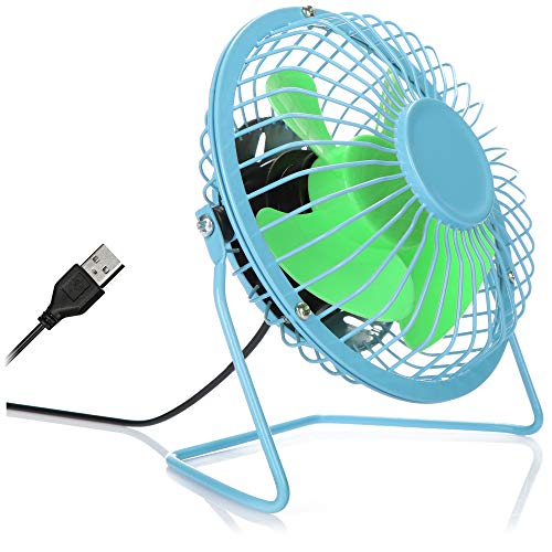 com-four® USB Tischventilator, leiser Mini-Ventilator für Büro und Schreibtisch, cooler Standventilator in sommerlich frohen Farben (blau grün) von com-four