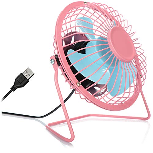 com-four® USB Tischventilator, leiser Mini-Ventilator für Büro und Schreibtisch, cooler Standventilator in sommerlich frohen Farben (pink blau) von com-four