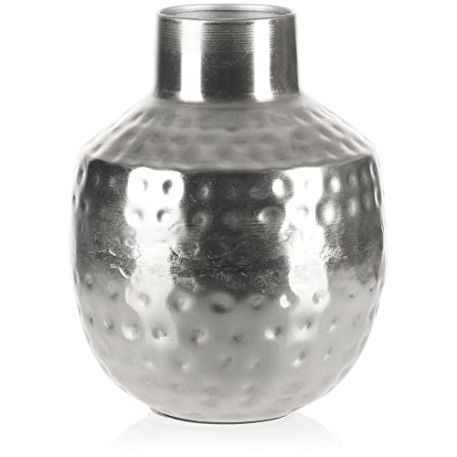 com-four® Vase aus Metall - Metallvase für Blumen - Deko Vase für zu Hause und Büro - Vase mit Dellen - Raumdeko - Hammerschlag-Optik (Design 3) von com-four