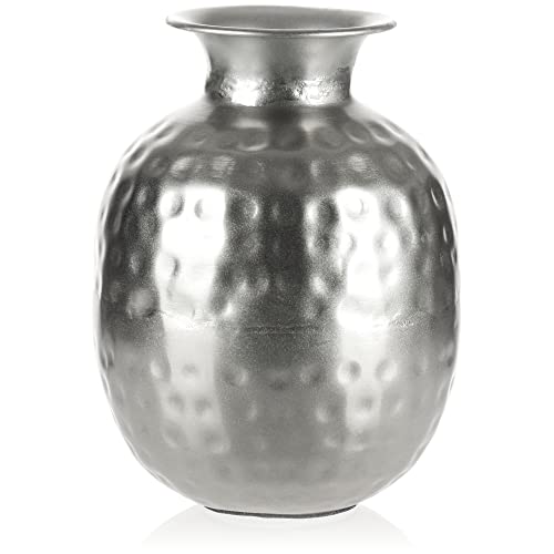 com-four® Vase aus Metall - Metallvase für Blumen - Deko Vase für zu Hause und Büro - Vase mit Dellen - Raumdeko - Hammerschlag-Optik (Design 4) von com-four