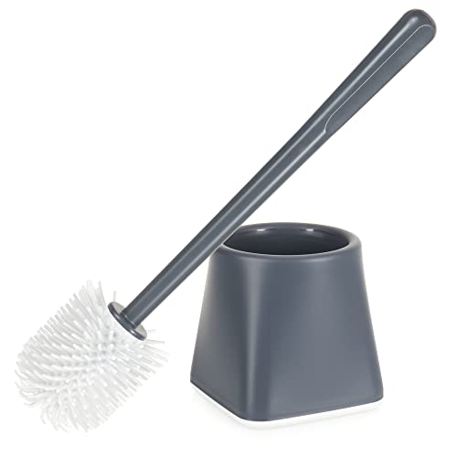 com-four® WC-Bürste mit Halter - Toiletten-Bürste mit hygienischen Silikon-Borsten und Ständer - Kunststoff Klo-Reinigungsbürste für Bad und Gäste-WC [Auswahl variiert] (1 Stück - Silikon) von com-four
