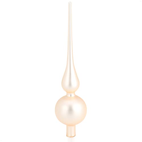 com-four® Weihnachtsbaumspitze - Christbaumspitze aus echtem Glas für Weihnachten - Tannenbaumspitze für den Christbaum (28cm - Champagner matt) von com-four