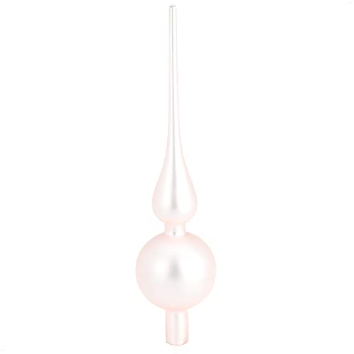 com-four® Weihnachtsbaumspitze - Christbaumspitze aus echtem Glas für Weihnachten - Tannenbaumspitze für den Christbaum (28cm - Hellrosa matt) von com-four