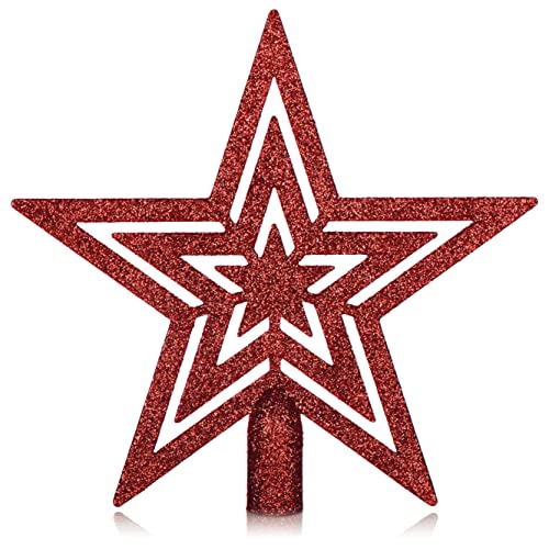 com-four® Weihnachtsbaumspitze Glitzer-Stern - Stern-Spitze für Weihnachtsbaum - Christbaumspitze für Jede Baumspitze - Weihnachtsstern bruchsicher von com-four