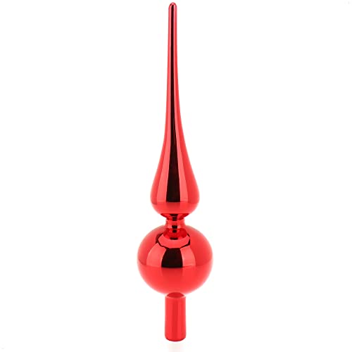 com-four® Weihnachtsbaumspitze glänzend - Christbaumspitze aus echtem Glas für Weihnachten - Tannenbaumspitze für den Christbaum, 25 cm von com-four