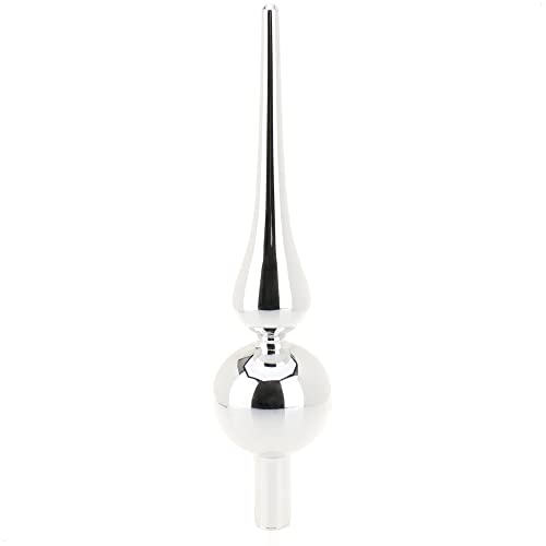 com-four® Weihnachtsbaumspitze glänzend - Christbaumspitze aus echtem Glas für Weihnachten - Tannenbaumspitze für den Christbaum, 25 cm von com-four