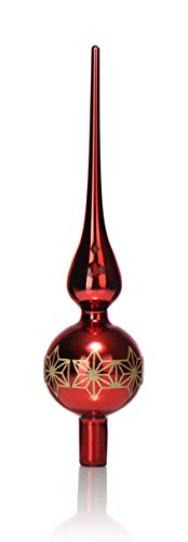 com-four® Weihnachtsbaumspitze glänzend - Christbaumspitze aus echtem Glas für Weihnachten - Tannenbaumspitze für den Christbaum, 28 cm von com-four