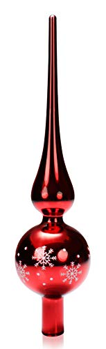com-four® Weihnachtsbaumspitze glänzend - Christbaumspitze aus echtem Glas für Weihnachten - Tannenbaumspitze für den Christbaum, 28 cm von com-four