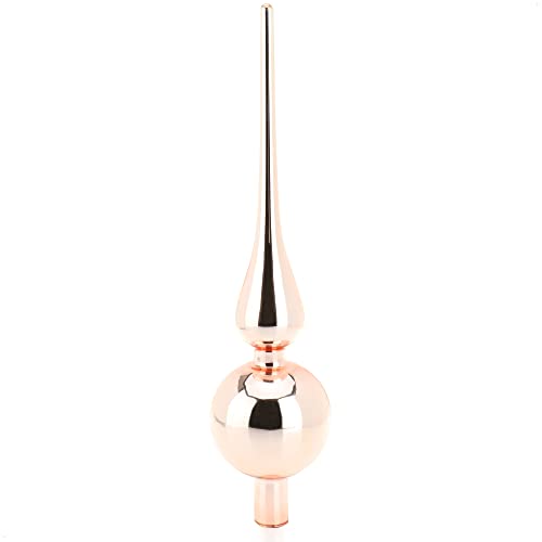 com-four® Weihnachtsbaumspitze glänzend - Christbaumspitze aus echtem Glas für Weihnachten - Tannenbaumspitze für den Christbaum (28cm - rosé Glanz) von com-four