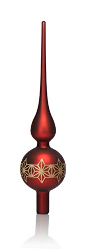 com-four® Weihnachtsbaumspitze matt - Christbaumspitze aus echtem Glas für Weihnachten - Tannenbaumspitze für den Christbaum, 28 cm von com-four
