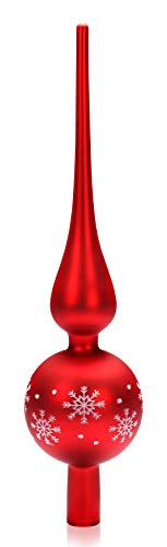 com-four® Weihnachtsbaumspitze matt - Christbaumspitze aus echtem Glas für Weihnachten - Tannenbaumspitze für den Christbaum, 28 cm von com-four