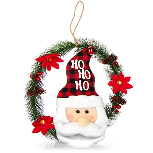 com-four® Weihnachtskranz mit Weihnachtsmann - Tür Kranz Weihnachten - Adventskranz - Weihnachtsdeko - Ø ca. 35 cm (Weihnachtsmann mit Blumen) von com-four