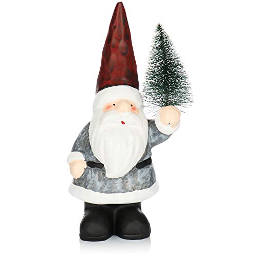 com-four® Weihnachtsmannfigur aus Keramik - dekorativer Santa zum Hinstellen mit Tannenbaum - Dekofigur zu Weihnachten - 24 cm (1 Stück - Santa mit Tanne) von com-four