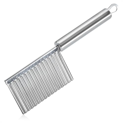 com-four® Wellenschneider - Riffelmesser aus rostfreiem Edelstahl - Garniermesser mit Wellenschliff - Riffelschneider für Pommes - gezackter Gemüsehobel (silberfarben - 1 Stück) von com-four