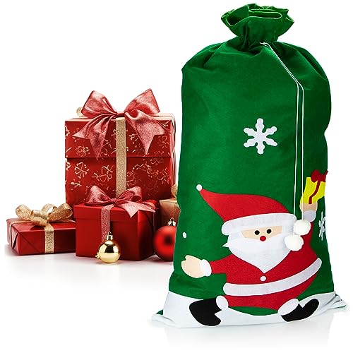 com-four® XXL Geschenksack für Weihnachten mit Weihnachtsmann-Motiv - Nikolausbeutel zum Befüllen - Weihnachtssack - Gabenbeutel für Weihnachtsmannkostüm und X-Mas-Dekoration von com-four