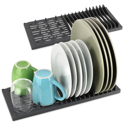 com-four 2X Abtropfgestell aus Kunststoff - 40×16 cm Spülablage - Praktischer Tellerständer für Geschirr - Stabiler Trockenständer (2 Stück - Gestell) von com-four