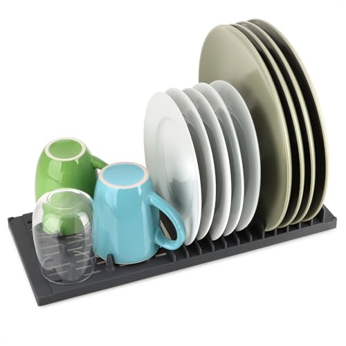 com-four Abtropfgestell aus Kunststoff - 40×16 cm Spülablage - Praktischer Tellerständer für Geschirr - Stabiler Trockenständer (1 Stück - Gestell) von com-four