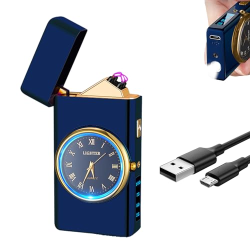 COMANYI Elektrisch Lichtbogen Feuerzeug USB Aufladbar Plasma,Sturmfeuerzeug Elektro Winddicht Arc Lighter Wiederaufladbar für Kerzen Küche Geschenk (Blau, Klassiker) von comanyi