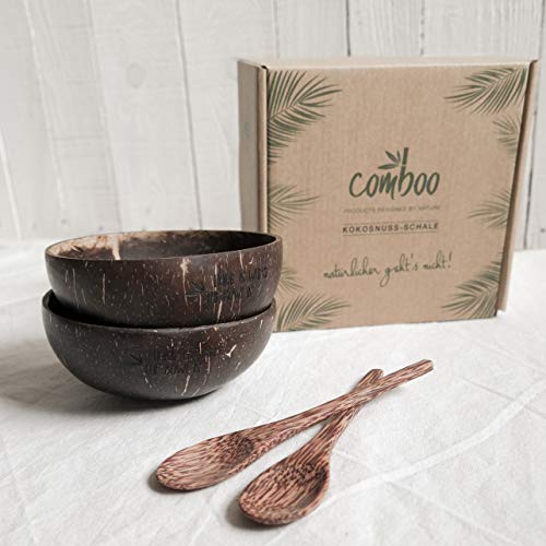 comboo® Coconut Bowl - Original Coconut Bowl - Buddha Bowl - Polished - 100% Natural (Set1, 4) von comboo