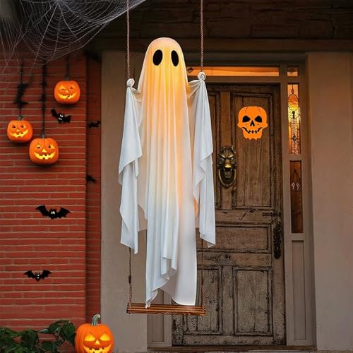Hängende Halloween Deko Geist, 2025 Neu Halloween Aufhängen Geister Mit 8 Led Modi, Hallo ween Deko Outdoor Hanging Ghost Decorations Outdoor Swinging Ghost mit Fernbedienung Hängende Halloween Deko Geist, 2025 Neu Halloween Aufhängen Geister Mit 8 Led Modi, Hallo ween Deko Outdoor Hanging Ghost Decorations Outdoor Swinging Ghost mit Fernbedienung von comepew